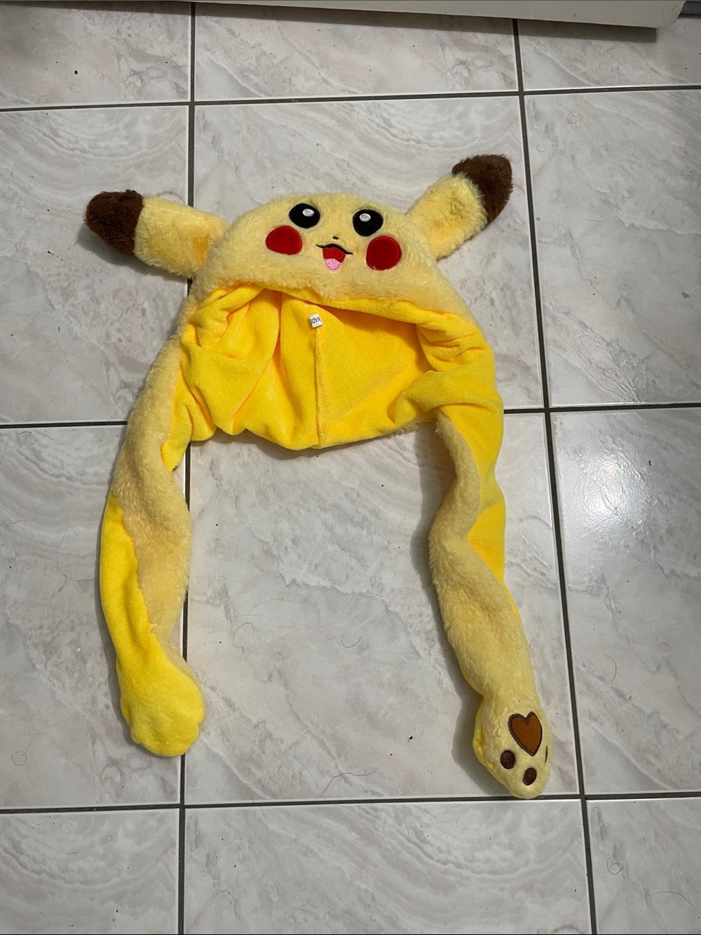 Pikachu Plush Hat with Ear Flaps and lights up